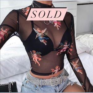 Mesh Cupid/Angel Crop Top